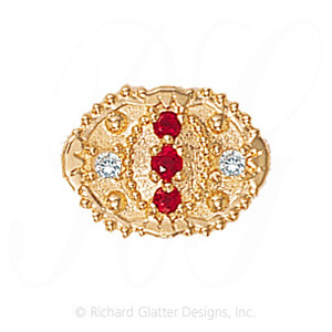 GS380 R/R/D - 14 Karat Gold Slide with Ruby center and Ruby and Diamond accents 